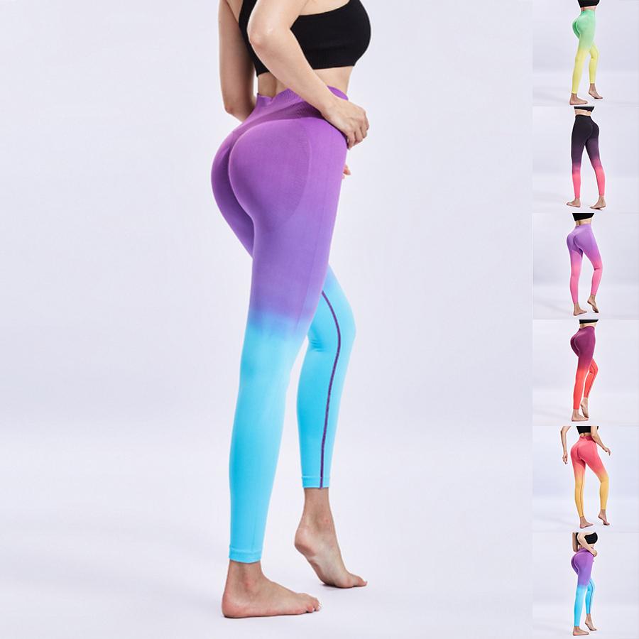 

Женские синие и фиолетовые лоскутные принты, эластичные леггинсы для йоги, фитнес-бег, тренажерный зал, спортивные активные брюки XS синий