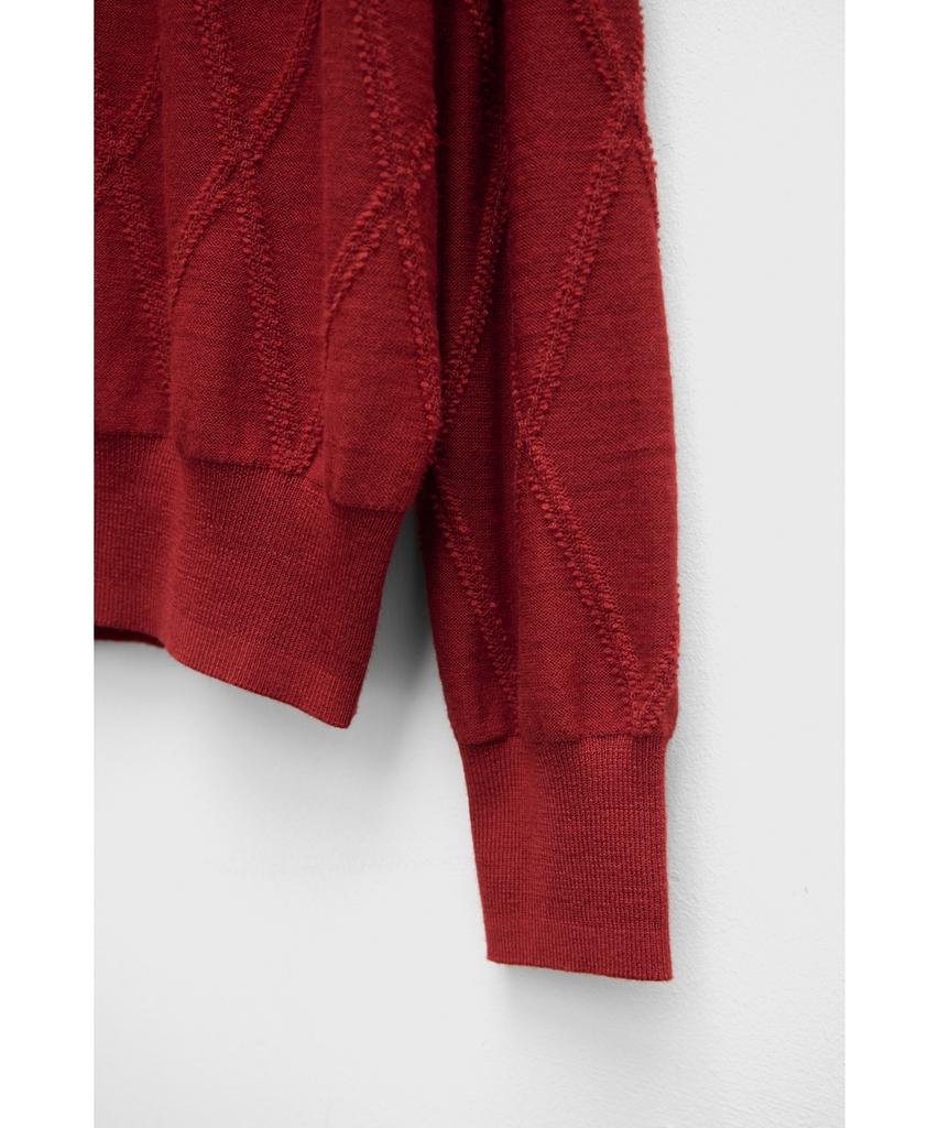 YOUTH Round Neck Textured Cardigan - Red