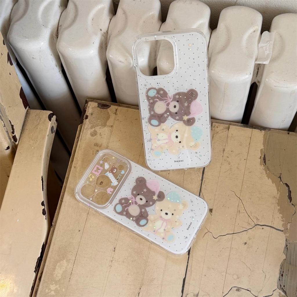 Cartoon Double Layer Bear Phone Case, Compatible with iPhone 14/13 & Apple 17/16/15 PROMAX, Anti-Drop Protection