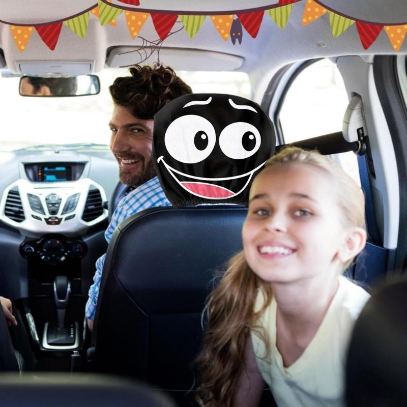 Cartoon Eye Car Headrest Covers Premium Wear Resistant Fabric Protectors Quick Setups for Vehicles Interior Decoration