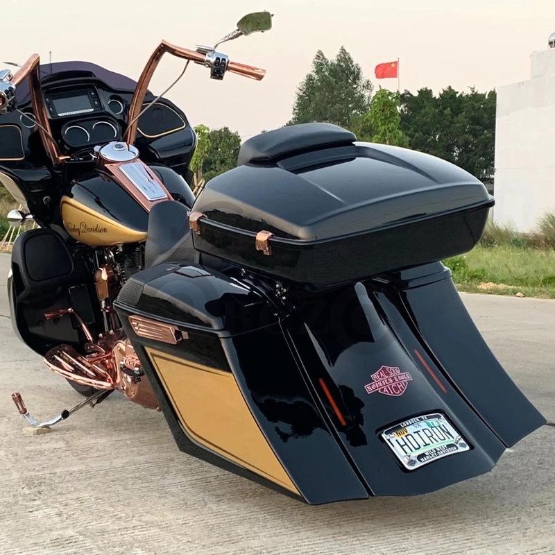 Harley Motorcycle Rear Side Box Horn with Speaker Cover (14-22) for Glide & Road King Models