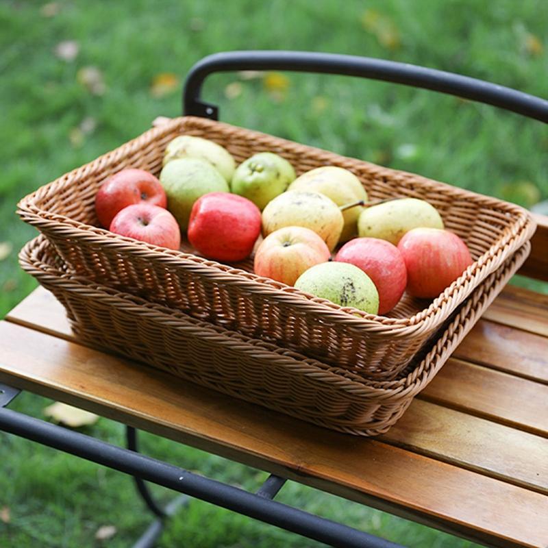 Rattan Aufbewahrungskorb Brotkorb Tisch Lebensmittel Aufbewahrungskorb Zuhause Gewebter Aufbewahrungskorb Tabletts Obst Servier Tischplatte Präsentiertablett