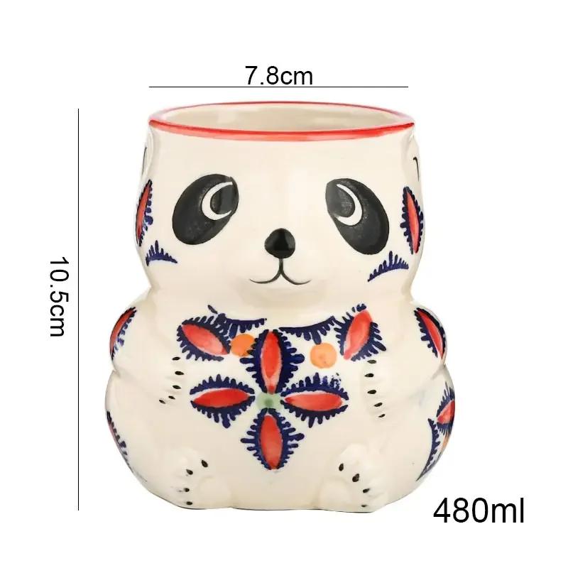 480ml Kreatives Panda Hawaii Cocktailglas Handbemalte Keramik Tiki Tasse Bar Club Party Molekulares Weinglas Eisbecher Barzubehör