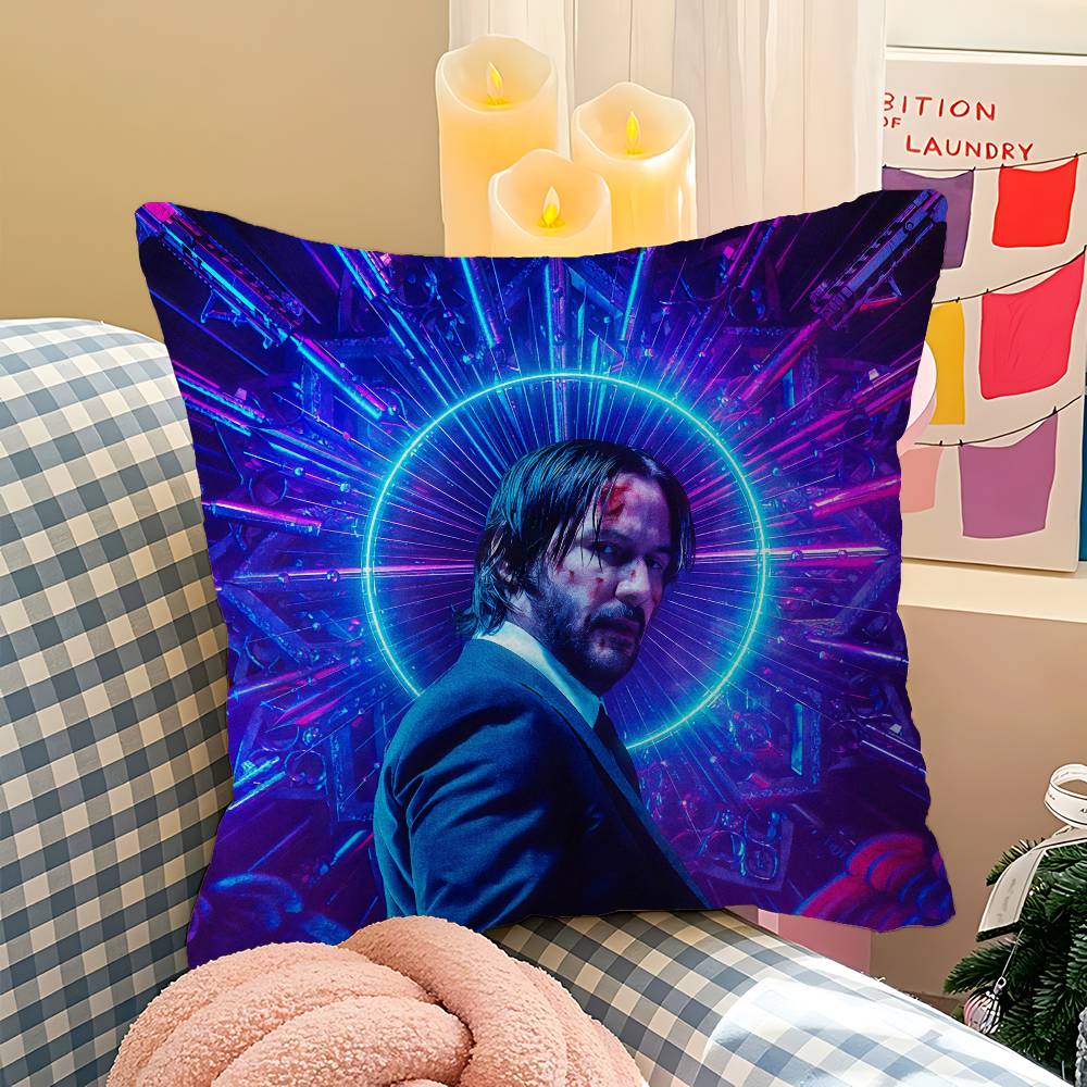 Action Movie J-John Wick Cushion Cover Car Throw Pillow Case For Sofa Car Christmas Gift 40X40Cm 45X45Cm