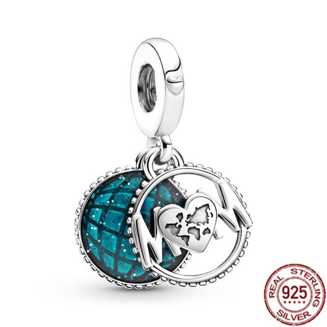 Anhänger mit mehreren Mustern für Armband/Halskette aus 925er-Sterlingsilber, Charm-Perlenschmuck, MOM, Festival