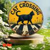 D Flat Pc Vintage Cat Crossing Slow Down Metal Sign  X Inch Aluminum Wall Decor with Black Cat Silhouette Yellow Ba