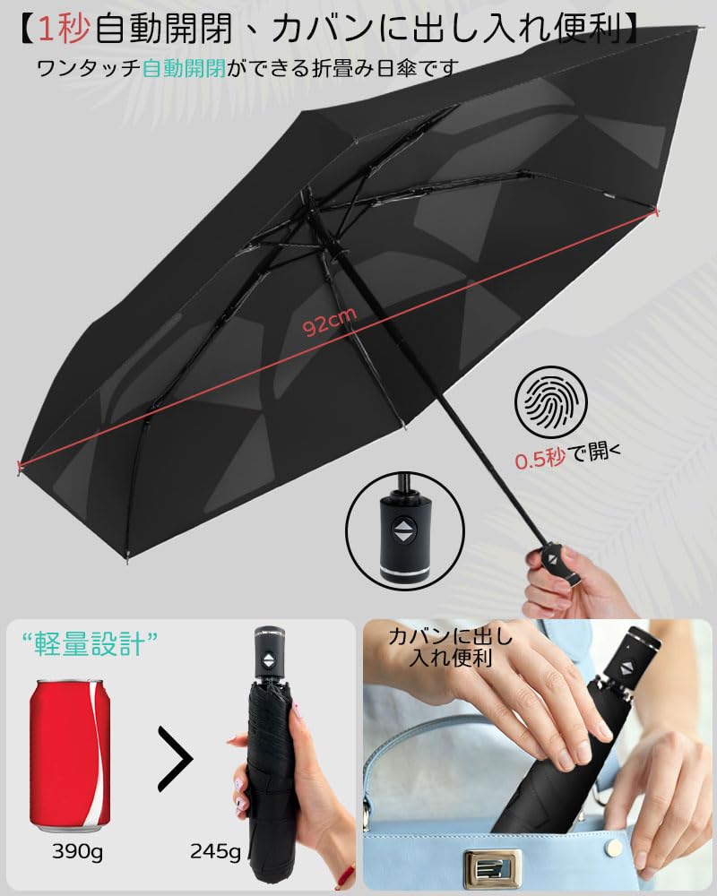 Vialifer Memory Foam Folding UV Light Heat Automatic Sun UV Suitable for Sun and Water for Men and Women Umbrella, Lightweight, Protection, 100%