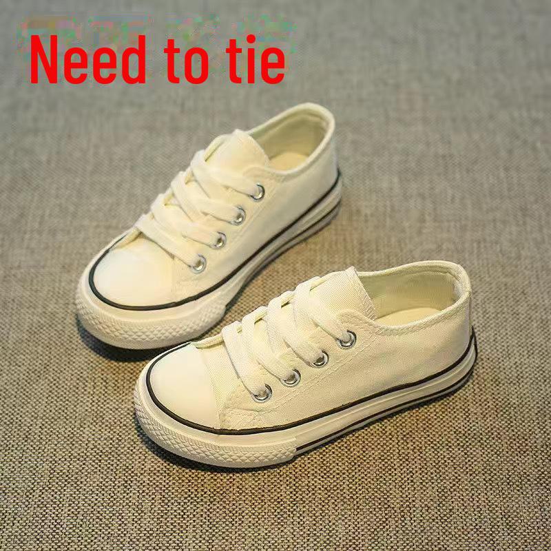 Girls' 2023 Autumn Canvas Shoes - Korean Style, Flat, Casual, Trendy, All-Match, White.