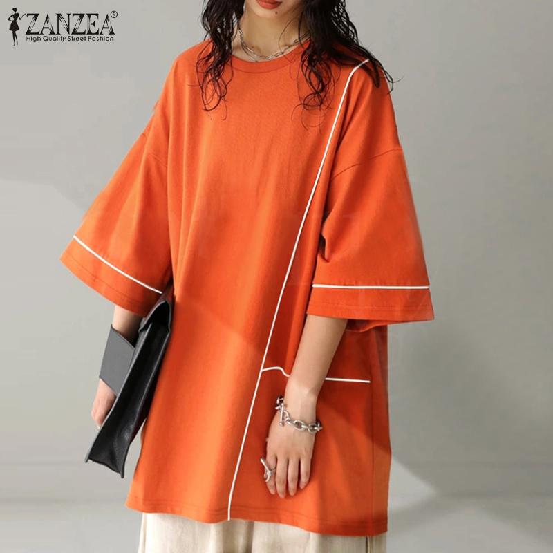 

ZANZEA Женские повседневные объемные топы с круглым вырезом и рукавами 3/4