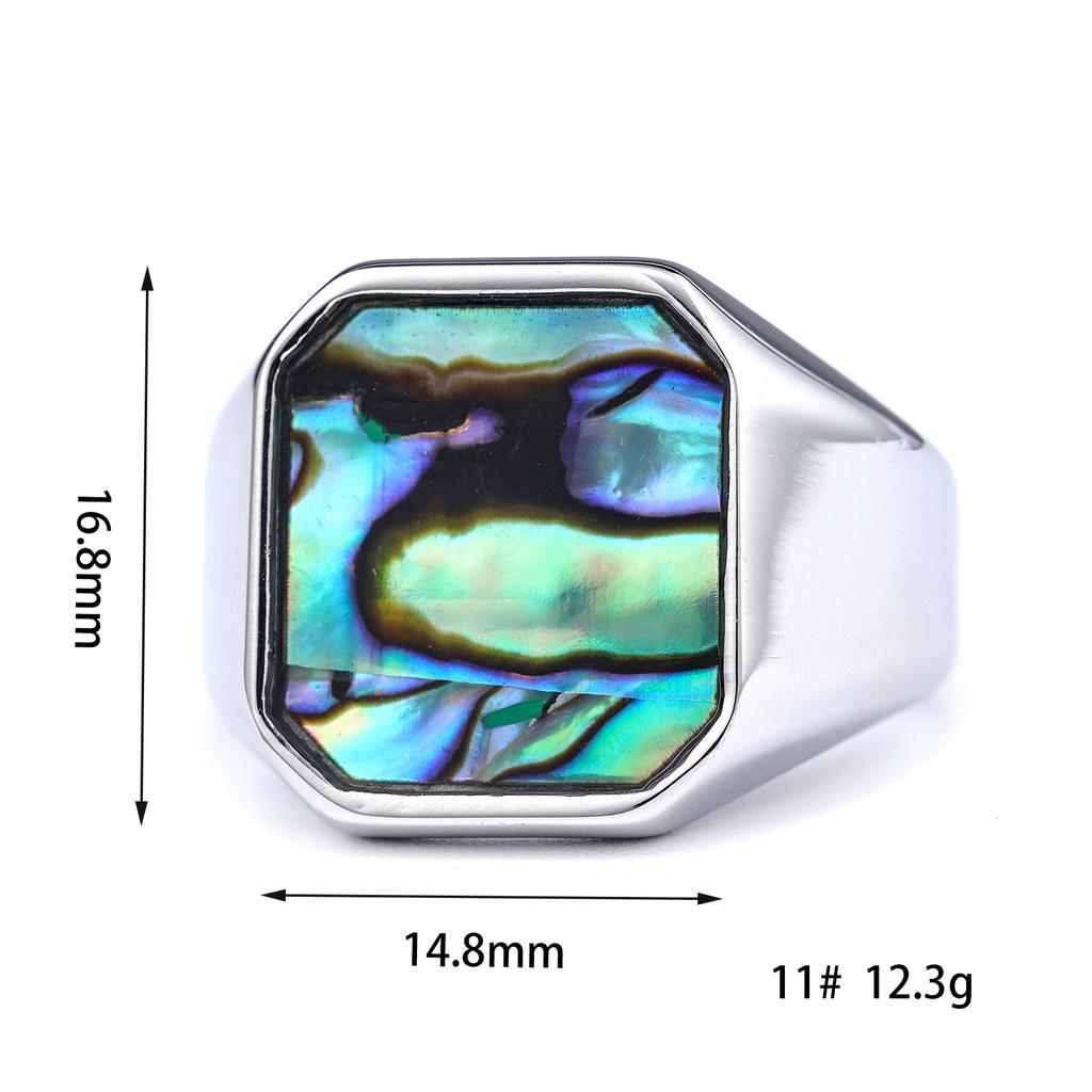 Simple Fashion Abalone Shell Glow Ring Stainless Steel Shell Unique Jewelry