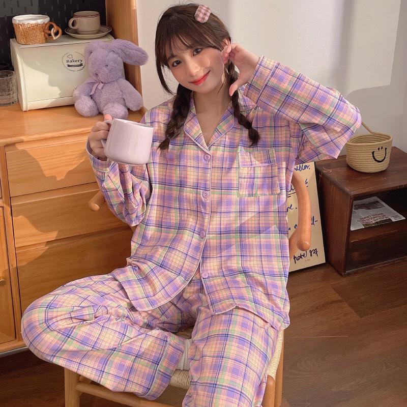 Korean Sweetheart Pajamas Set: Women's Long-Sleeve & Pants Homewear for Spring & Autumn