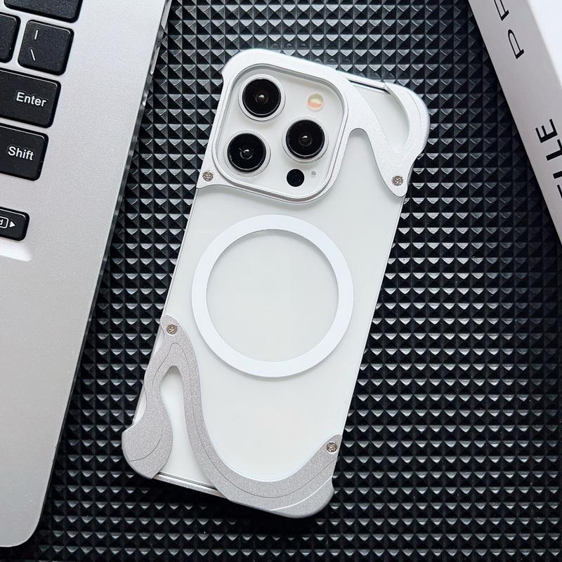 Lega di Alluminio Senza Bordo per Magsafe Custodia Trasparente per Telefono Per iPhone 16 Pro 15 Pro Max Magnetica Antiurto PC Rigido Copertura Posteriore Trasparente