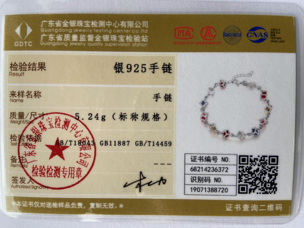 925 Sterling Silver Colorful AAA Zircon Chain Bracelet Wedding Jewelry