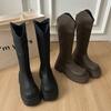 2025 Frühling und Herbst Neue Beliebte Ritterstiefel Vielseitige Dicksohlige Lässige Lange Stiefel Skinny Vielseitige Hohe Stiefel Damen