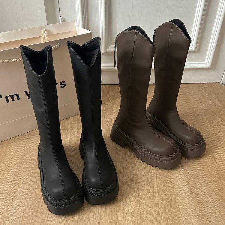 2025 Frühling und Herbst Neue Beliebte Ritterstiefel Vielseitige Dicksohlige Lässige Lange Stiefel Skinny Vielseitige Hohe Stiefel Damen