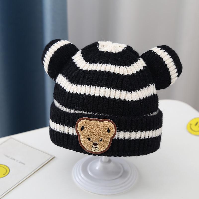 Baby hat autumn and winter cute super cute bear baby children ear hat warm plush hat boys and girls pullover