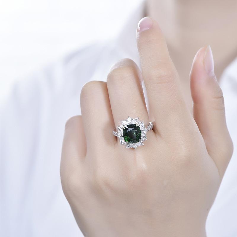 Sace Gems Classic Copper Alloy Green Zircon Ring Ladies Jewelry Wedding Promise Party Gift