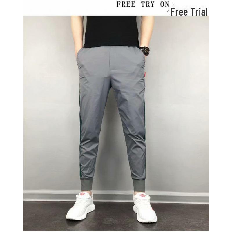 

Весенняя мода 2023 года для мужчин, облегающие зауженные повседневные брюки - тенденция в корейском стиле Large серый