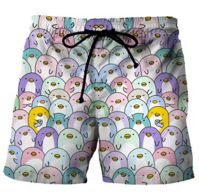 3D cat print shorts, men s fashion casual loose summer cool men s swimming sports beach shorts XS