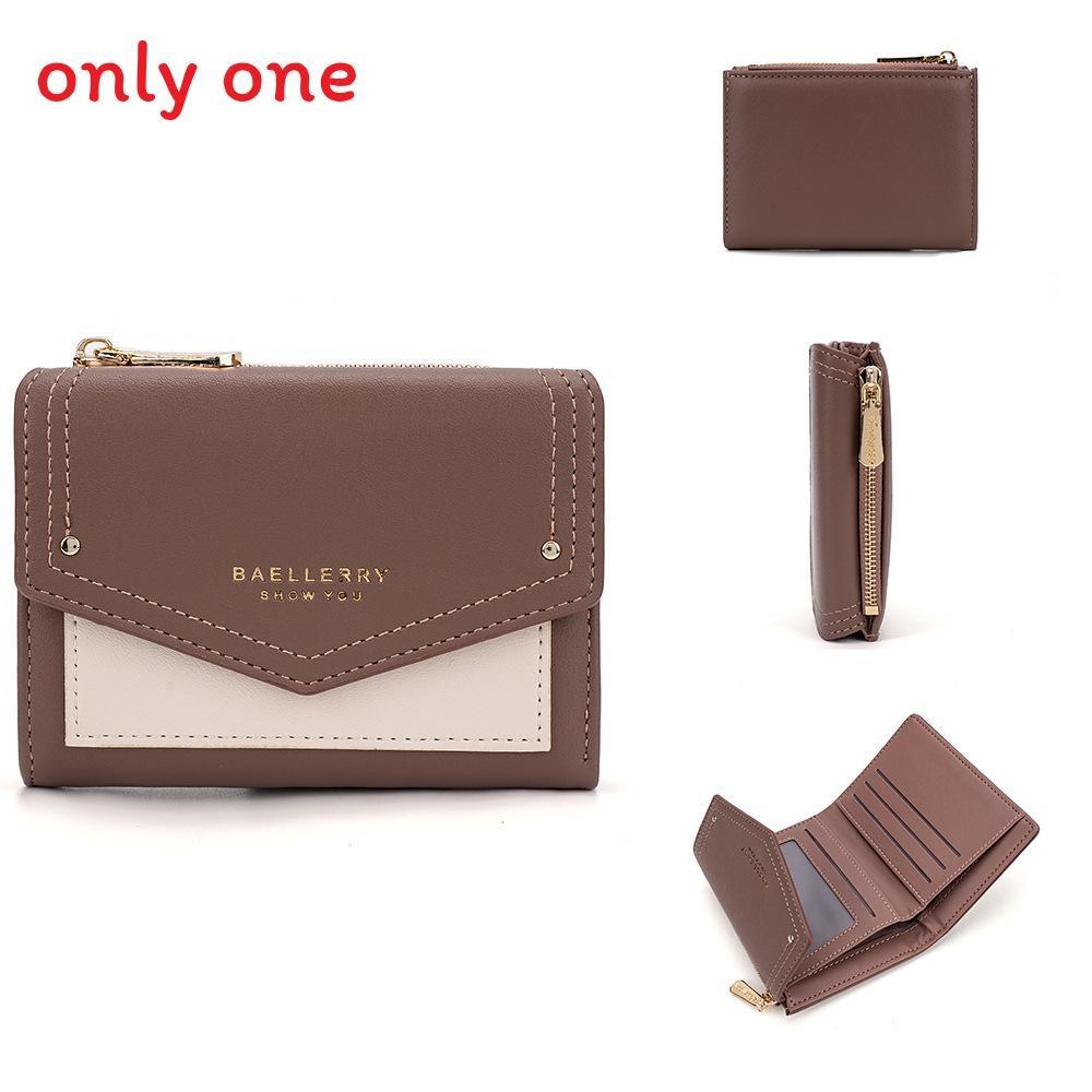 Blocked Short Color Wallet With Letter Print Design For Casual City Use Outin