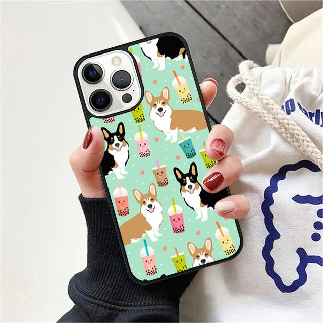 Corgi Dog and bubble tea Phone Case Cover For iPhone 17 Air 15 16 14 13 12 Pro Max 11 Pro Max Plus Coque Shell