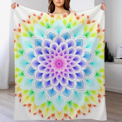 RAINBOW MANDALA Throw Blanket Mens Soft Warm Throw Blanket for Couch