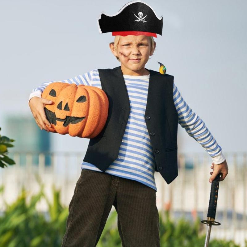 12Pcs Skull Print Pirate Costume Accessories Pirate Hat with Eyemask for Halloween Kid Birthday, Cosplay, Carnivals