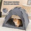 Zelt Katzenbett Geräumiges Belüftetes Katzenzelt Versteckhöhle Halbgeschlossenes Katzenbett mit Abnehmbarer Waschbarer Matte für Sommer Alle Jahreszeiten