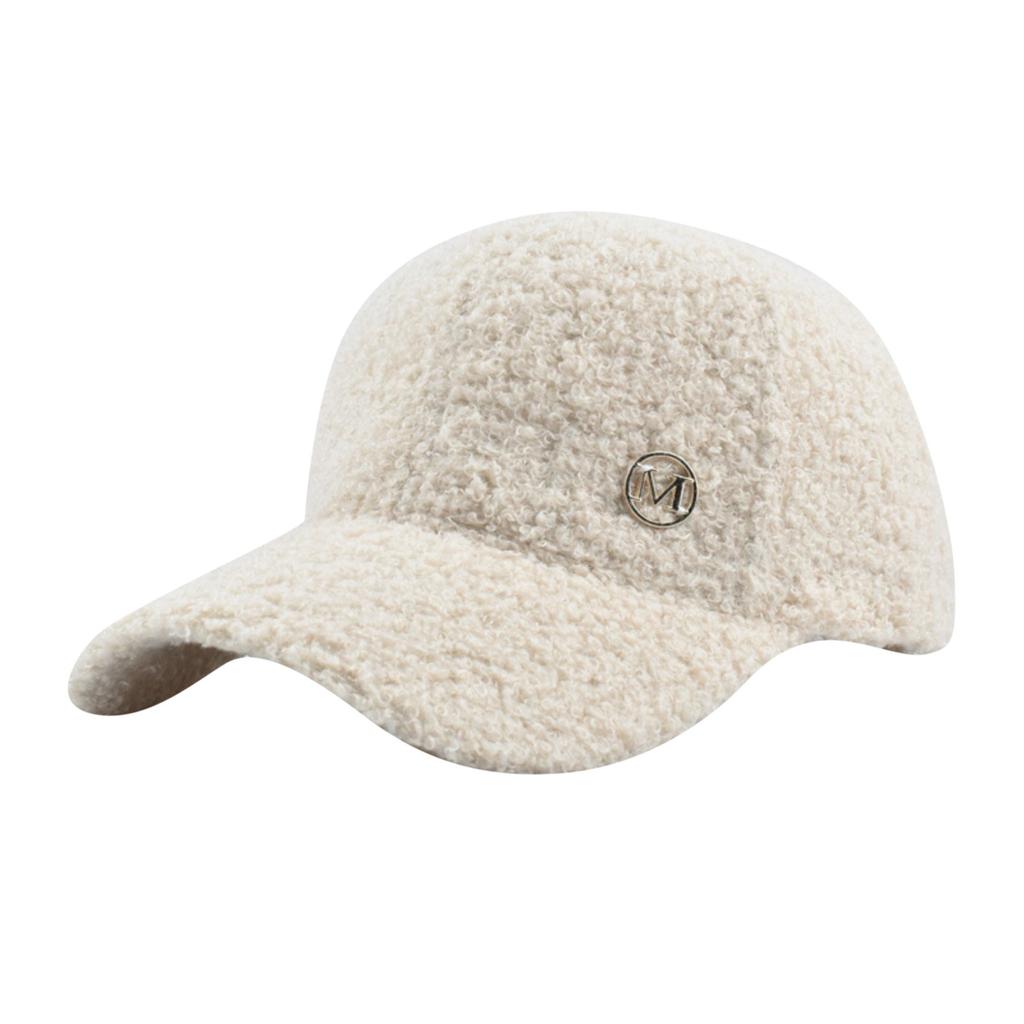 Hat Winter Solid Color M Standard Lamb Wool Baseball Cap Women's Outdoor Warm Leisure Fashion All-match Plush Duckbills Cap
