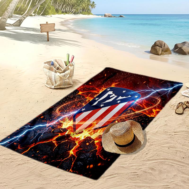Toalla de Playa Estampada del Atlético de Madrid Secado Rápido Suave Portátil Grande Rectangular Manta de Playa para Viajes Piscina
