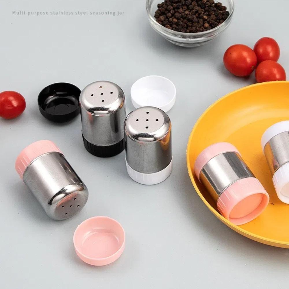 Stainless Steel Salt Shaker with Dust Cover Condiment Jar Mini Seasoning Bottle  Kitchen