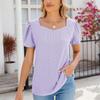 Lente Zomer Effen Kleur Vierkante Hals Pof Korte Mouw Blouse Mode Losse Top voor Dames