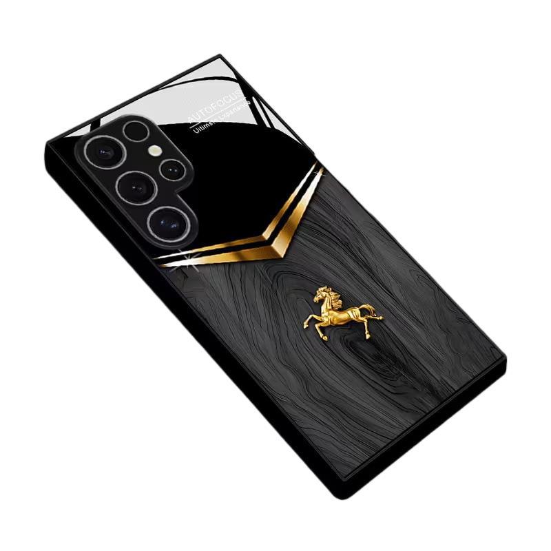 High-end business style imitation wood pattern Pegasus Galaxy S20 Ultra glass mobile phone case processing and production case