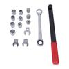 Spring Tensioner Removal and Adjustment Service Kit with Extension Bar, Drive Pieces, Crowfoot Heads, and Blow-Molded Storage Case
