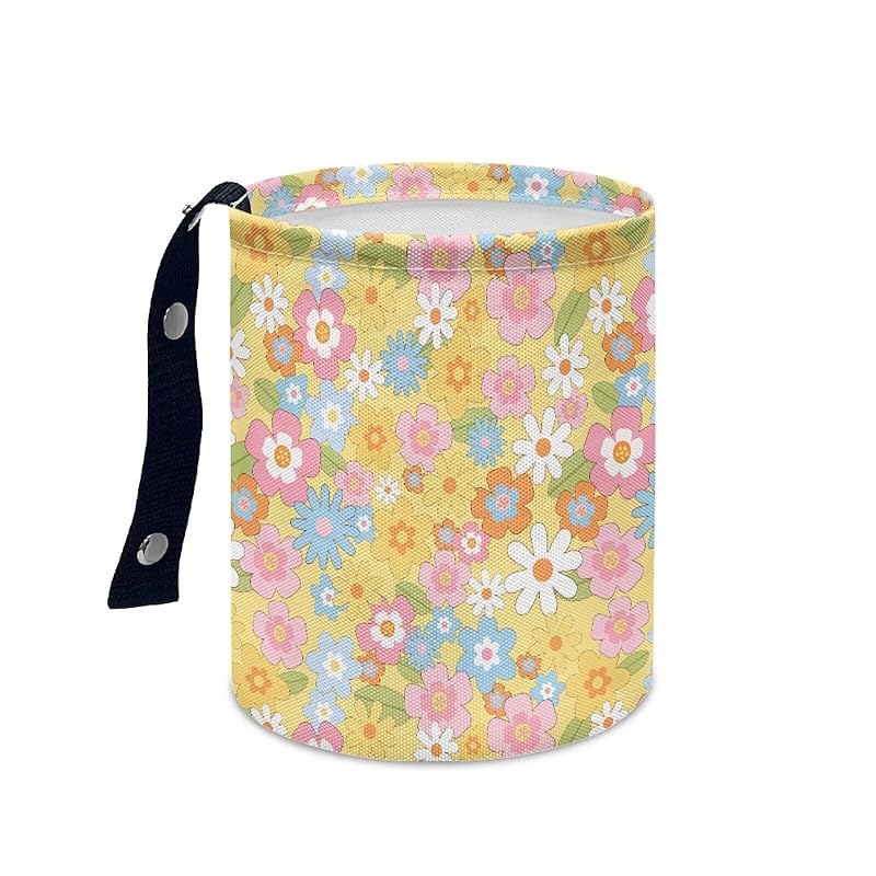 Daisy Cute Collapsible Portable Trash Can for Car Front Seat, Back Seat, Floor, Headrest Rubbish Bin