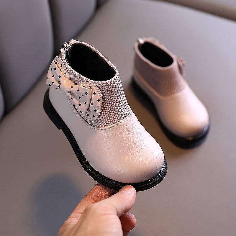 2025 new velvet British style children's single boots spring and autumn baby short boots autumn and winter leather boots girls Martin boots