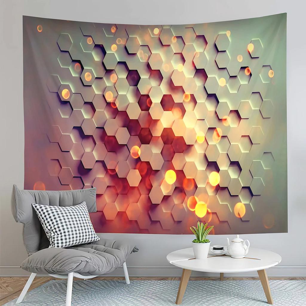 Abstract Tapestry Geometry Cube Tapestry Science Fiction Style Tapestry Creativity Art Tapestries Home Living Room Bedroom Dorm