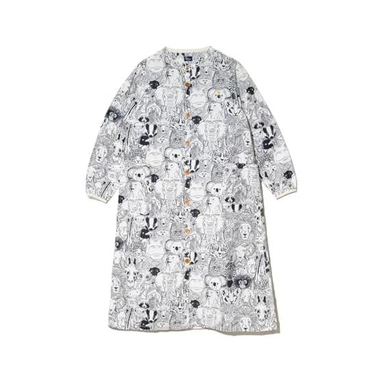 (Go slow caravan) go slow caravan animal collarless shirt dress (350203)