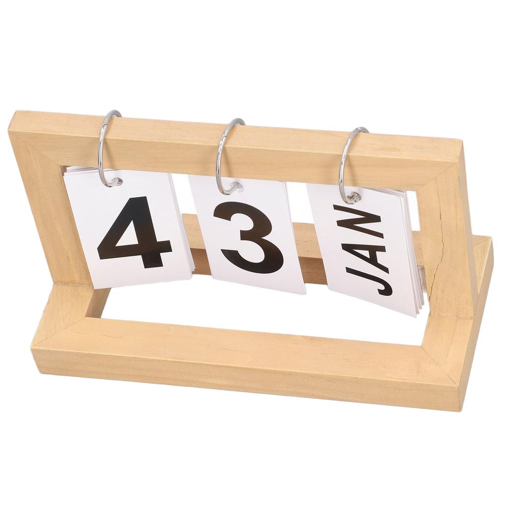 Standing Flip Wooden Desk Calendar Nordic Style Vintage Large Display Wooden Flip Calendar for