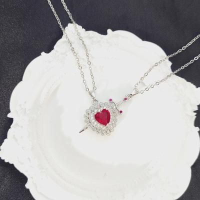 Tk Sword Love Couple Necklace Simple Personality Versatile Heart Dagger Men'S And Women'S Accessories Pendant