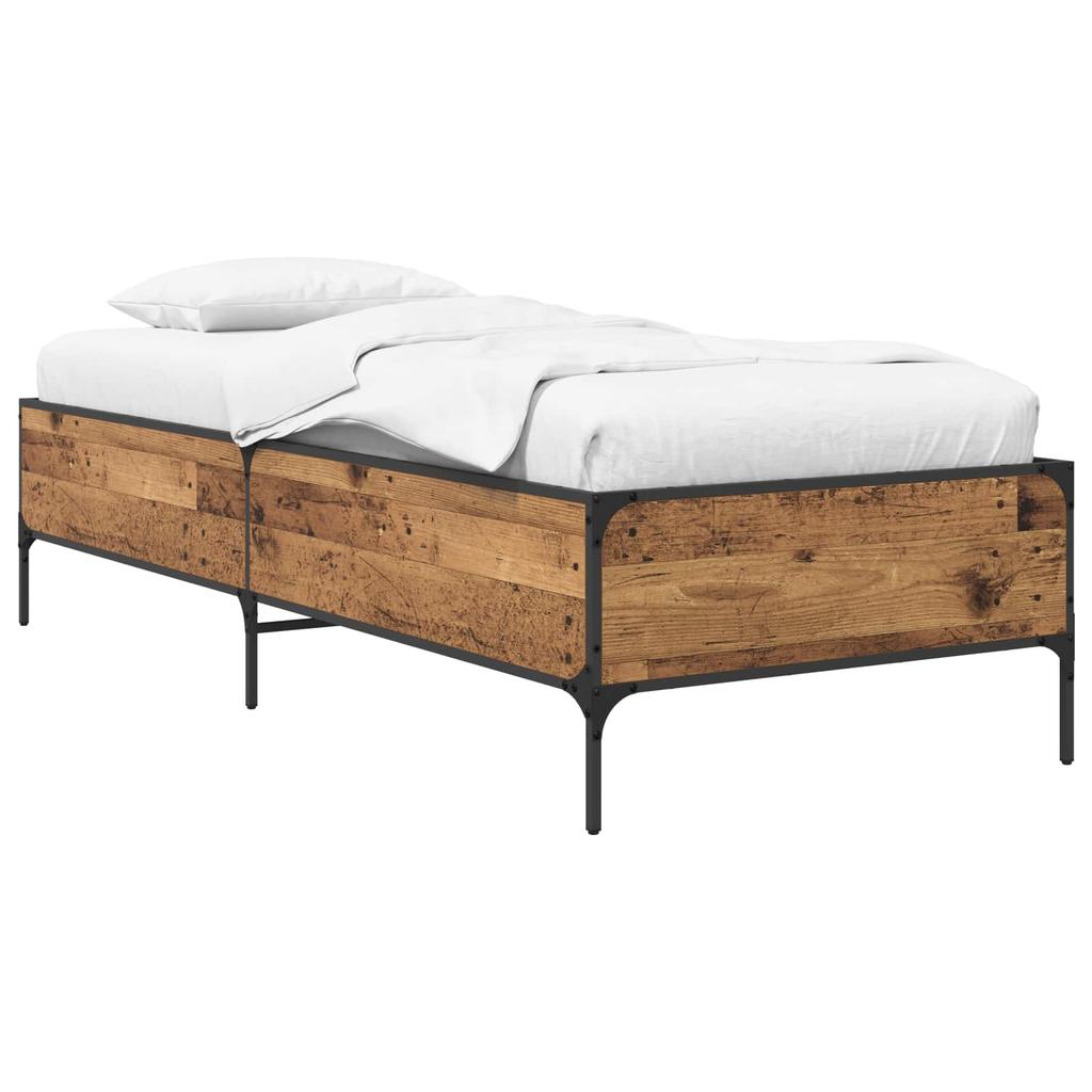 Bed Frame Reclaimed Wood Look 80 x 200 cm Engineered Wood