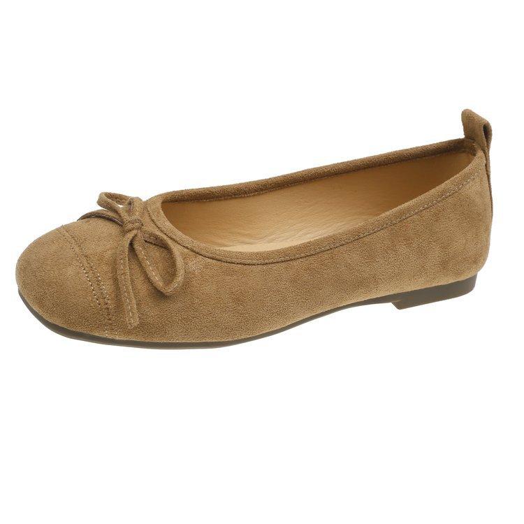 

French red single shoes women s shoes spring 2025 new fairy style bow suede shallow mouth versatile bean shoes 40 хаки