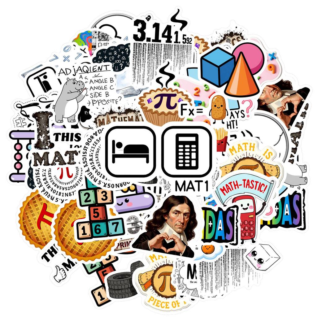 35pcs Educational Mathematics Stickers Cartoon Geometry Teacher Reward Stickers Stationery Stickers For Guitar Laptop Helmet
