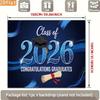 Blue Class of 2026 Graduation Backdrop, "Congratulations Graduates" with Cap and Diploma for Celebration