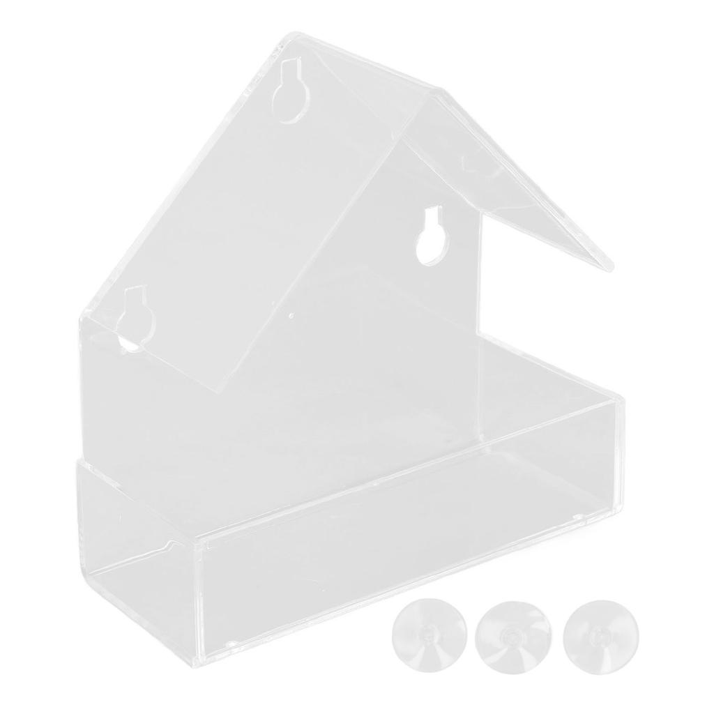 Window Bird Feeder with Suction Cup Window Acrylic Bird Feeding House Tray for Farm Garden