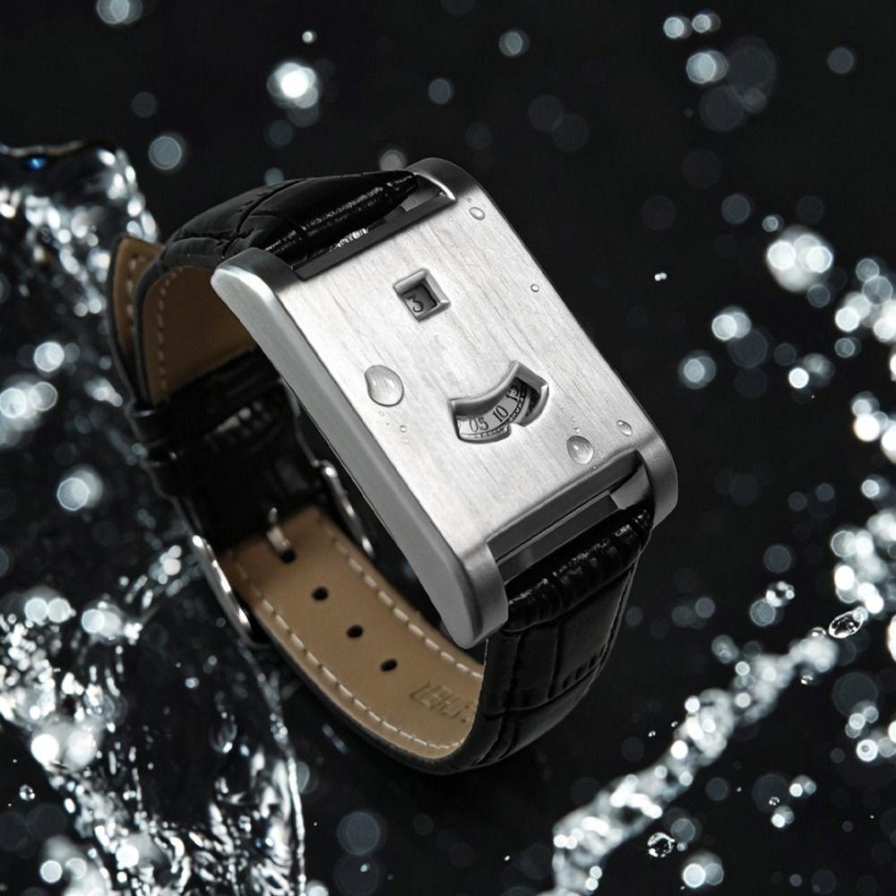 Leather Strap Square Wristwatch Alloy Case Business Watch New Men's Wristwatch  Daily Wear