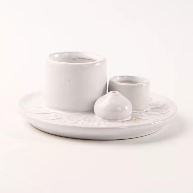 

4-in-1 Ceramic Incense Holder Holy Wood Incenses Candle Holder Multi Functional Incense Burner Yoga Relaxing Incense Holder білий