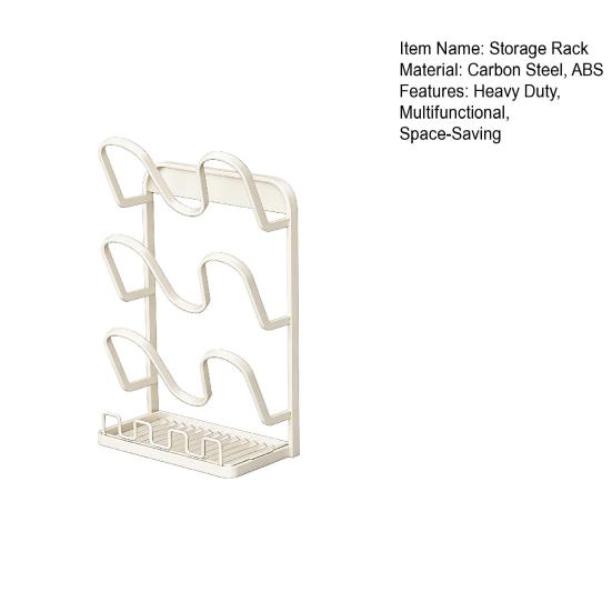 Pot Lid Storage Rack Pot Lid Holder with Spoon Rest While Cooking Carbon Steel Pan Lid Organizer with Removable Drip Tray for Kitchen Cabinets