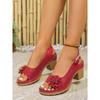 Summer New Arrival Women's High-Heel Sandals Large Size Fish-Mouth Block Heel Strappy Casual High-Heel Sandals
