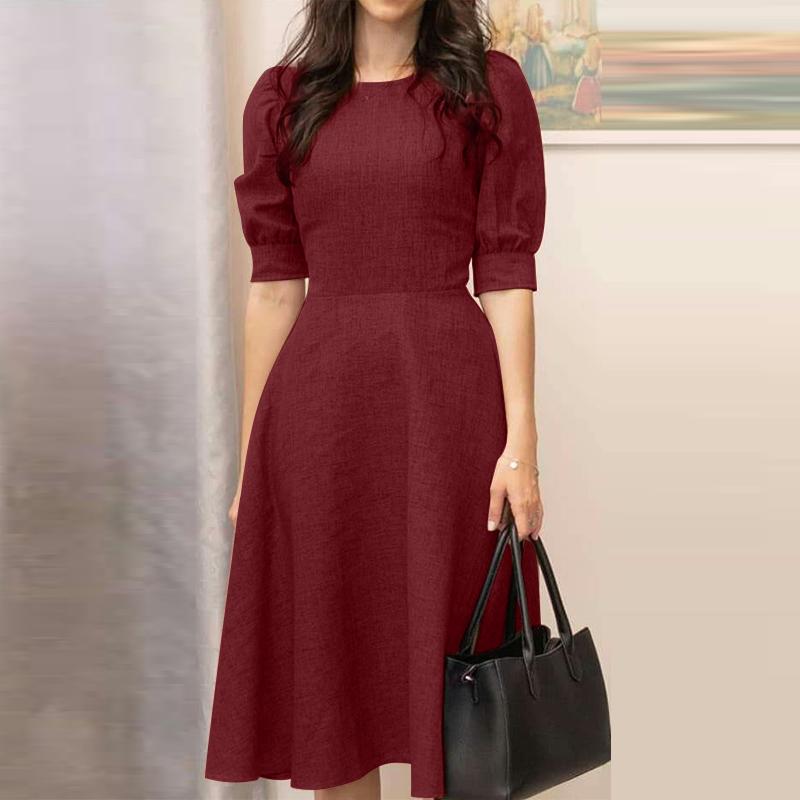 

Женское повседневное платье А-силуэта с круглым вырезом и короткими рукавами ZANZEA 4XL красный